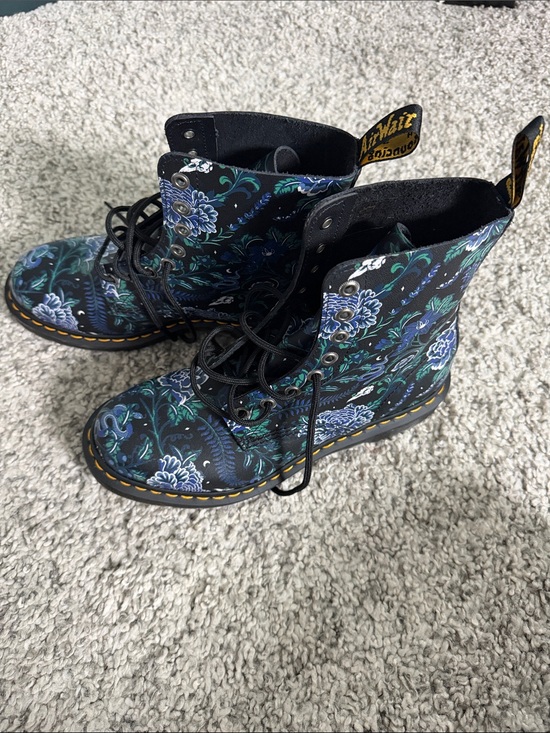 Dr. Martens Shoes - Dr. Martens Black Floral Lace-Up Combat Boots- NEVER worn!